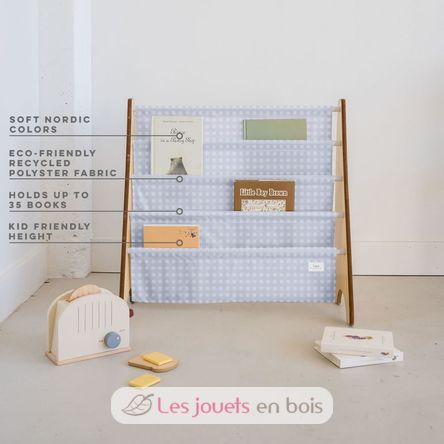 Blue gingham recycled fabric book rack EFK-107-016-018 3 Sprouts 5