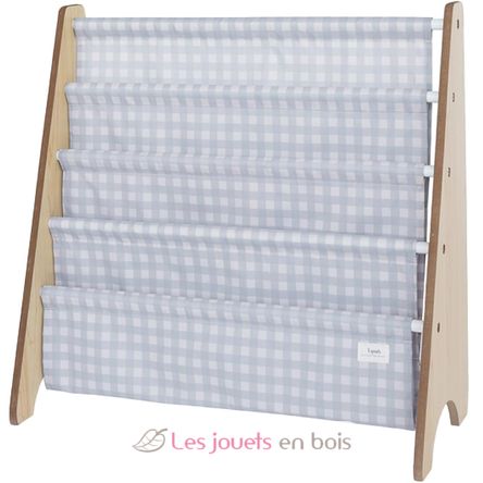 Blue gingham recycled fabric book rack EFK-107-016-018 3 Sprouts 1