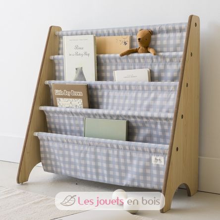 Blue gingham recycled fabric book rack EFK-107-016-018 3 Sprouts 3