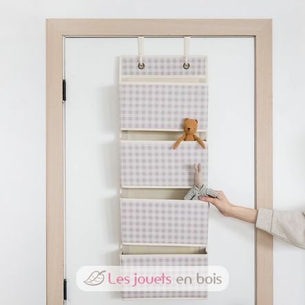 Beige gingham hanging wall organizer EFK-107-015-007 3 Sprouts 2