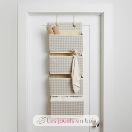 Beige gingham hanging wall organizer EFK-107-015-007 3 Sprouts 6
