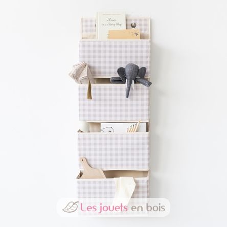 Beige gingham hanging wall organizer EFK-107-015-007 3 Sprouts 4