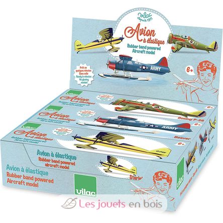 Rubber band powered Aircraft model green V3211G Vilac 2