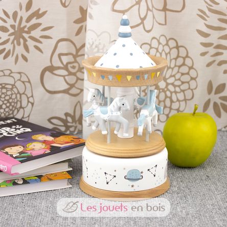 Musical Box Horse Carousel blue white UL4128 Ulysse 6