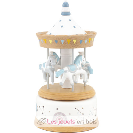 Musical Box Horse Carousel blue white UL4128 Ulysse 2