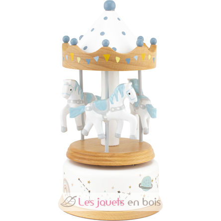 Little Musical Box Horse Carousel blue white UL4129 Ulysse 1
