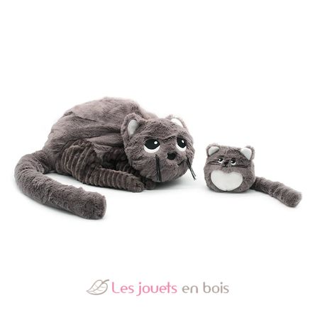 Cat plush toy mother and her grey baby DE74801 Les Déglingos 3