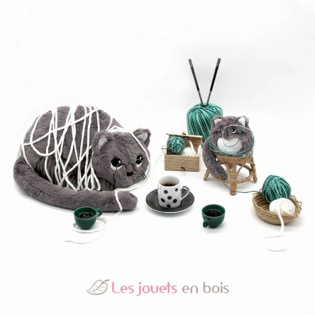 Cat plush toy mother and her grey baby DE74801 Les Déglingos 5