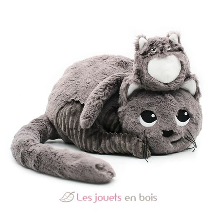 Cat plush toy mother and her grey baby DE74801 Les Déglingos 1