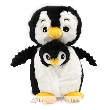 Penguin plush toy mother and her white and black baby DE75200 Les Déglingos 2