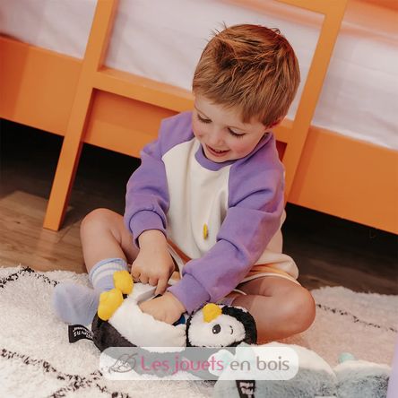Penguin plush toy mother and her white and black baby DE75200 Les Déglingos 3