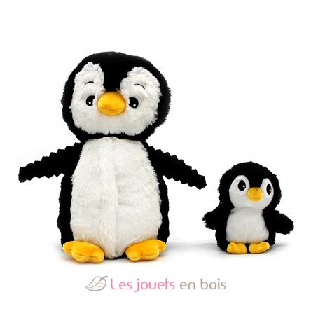 Penguin plush toy mother and her white and black baby DE75200 Les Déglingos 1