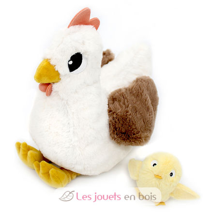 Hen plush toy mother and her baby DE76010 Les Déglingos 1