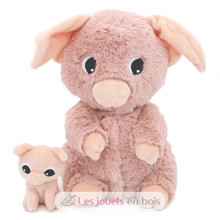 Pig plush toy mother and her pink baby DE76020 Les Déglingos 1