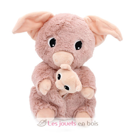 Pig plush toy mother and her pink baby DE76020 Les Déglingos 2