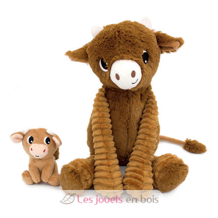 Cow plush toy mother and her brown baby DE76050 Les Déglingos 2