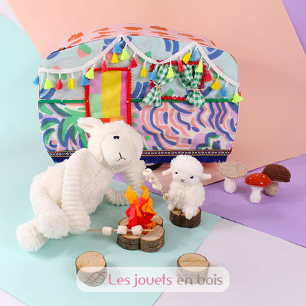 Sheep plush toy mother and her white baby DE76060 Les Déglingos 6
