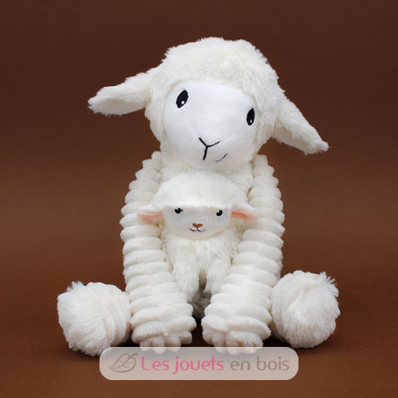 Sheep plush toy mother and her white baby DE76060 Les Déglingos 3