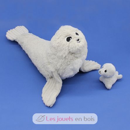 Sealion plush toy mother and her baby grey DE76100 Les Déglingos 4