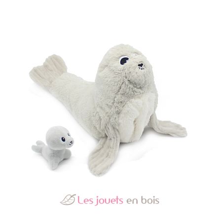 Sealion plush toy mother and her baby grey DE76100 Les Déglingos 1