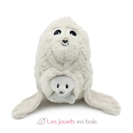 Sealion plush toy mother and her baby grey DE76100 Les Déglingos 3