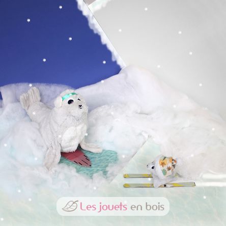 Sealion plush toy mother and her baby grey DE76100 Les Déglingos 8