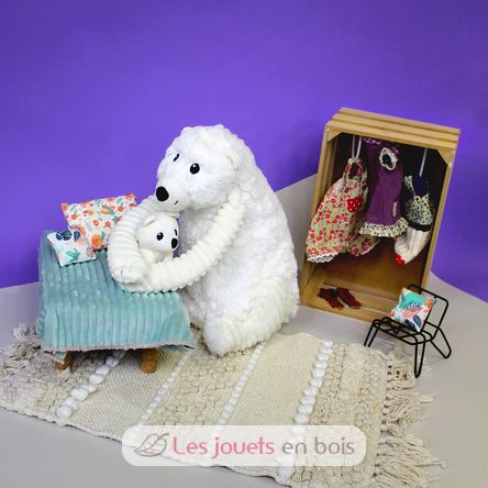 Polar bear plush toy mother and her white baby DE76110 Les Déglingos 7