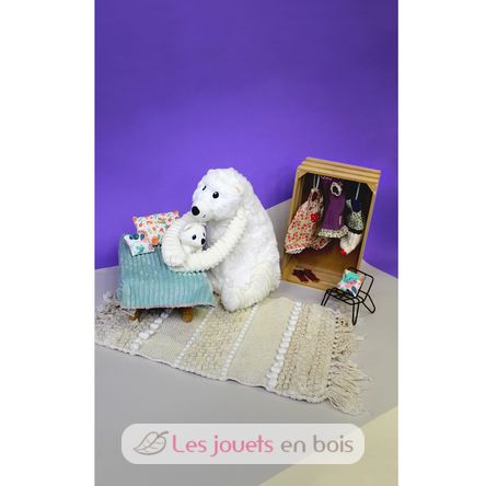 Polar bear plush toy mother and her white baby DE76110 Les Déglingos 8