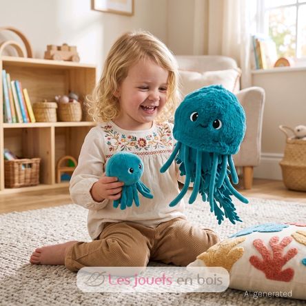 Jellyfish plush toy mother and her blue baby DE75900 Les Déglingos 2