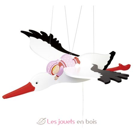 Mobile stork with baby, pink GO52929 Goki 1