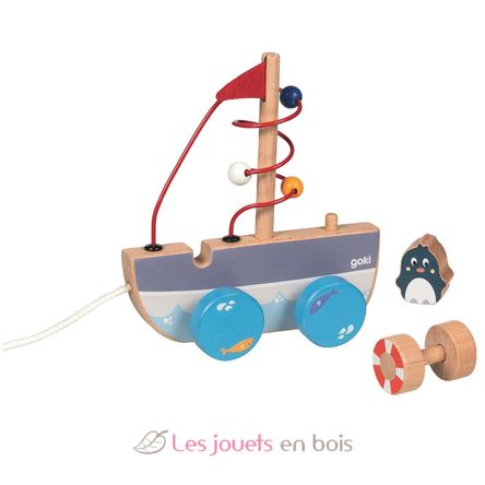 Pull-along ship with bead maze GK54849 Goki 2