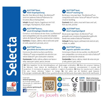 Wooden boat, with velcro 5 pcs SE62078 Selecta 4