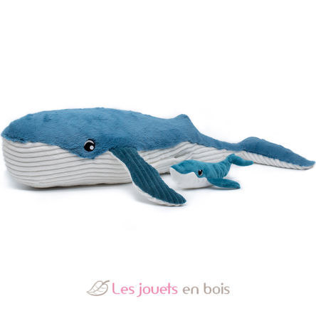 Giant Whale Plush Mom and Her Baby Blue DE74301 Les Déglingos 1