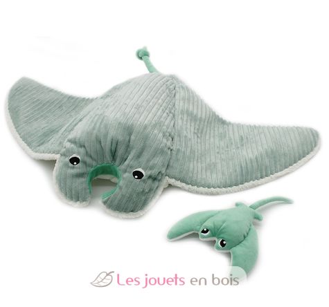 Plush Ptipotos Manta ray mom and baby mint DE74400 Les Déglingos 1