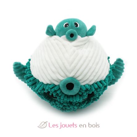 Plush Ptipotos Blowfish mom and baby green DE74700 Les Déglingos 2