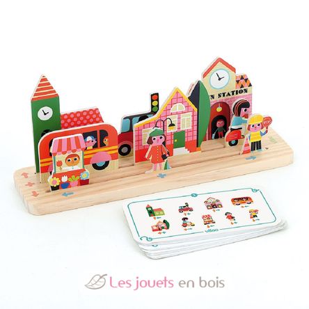 The City wooden logic game V7627 Vilac 2