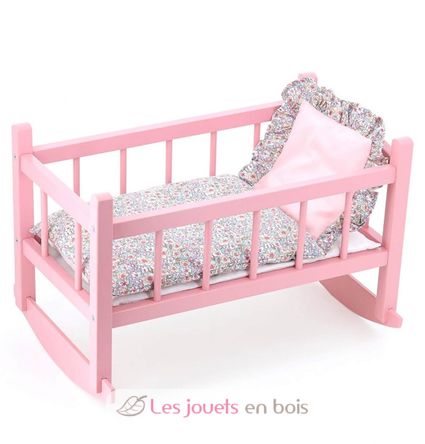 Pink Flowers doll's bed 40 cm PE800119 Petitcollin 1