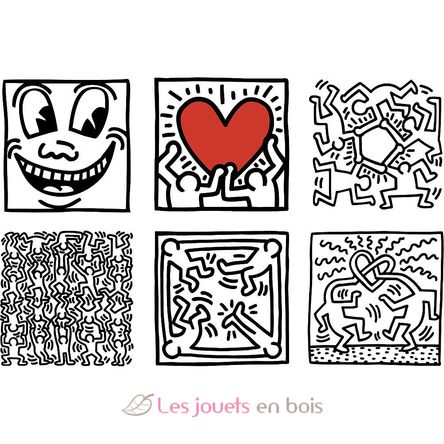 9 wooden blocks Keith Haring V9227 Vilac 3