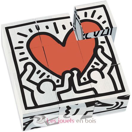 9 wooden blocks Keith Haring V9227 Vilac 2