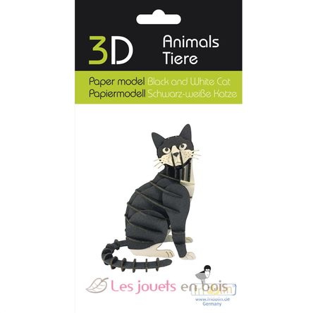 3D Paper model - Black and white cat FRI-11759 Fridolin 2