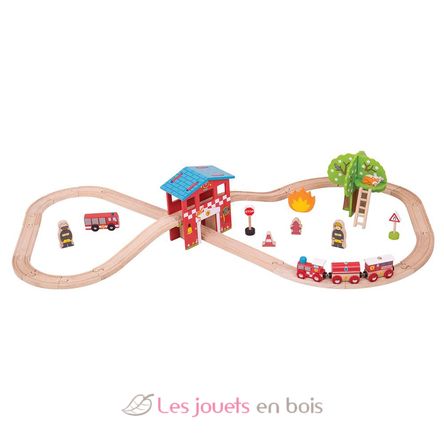 Fire Station Train Set BJT037 Bigjigs Toys 1