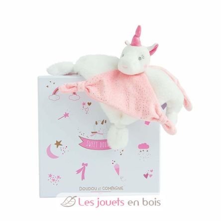 Pink unicorn cuddle cloth DC3277 Doudou et Compagnie 1