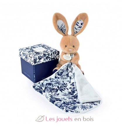 Rabbit soft toy with comforter - Navy blue DC4016 Doudou et Compagnie 1