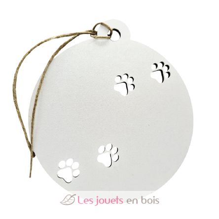 Customizable Dog Christmas Decoration white wood VI-BN21 Vintiun 1