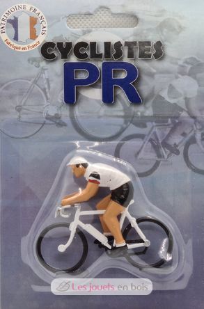 Cyclist figurine D Sprinter white jersey with blue white red sleeves FR-DS4 Fonderie Roger 1