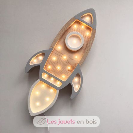 Little Lights Space Rocket Lamp Wood Grey LL032-000-500 Little Lights 3