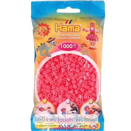 Bag of 1000 plastic beads Midi Neon red HAMA-207-33 Hama 1