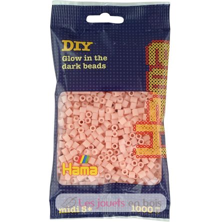 Bag of 1000 plastic beads Midi phosphorescent pink HAMA-207-56 Hama 1
