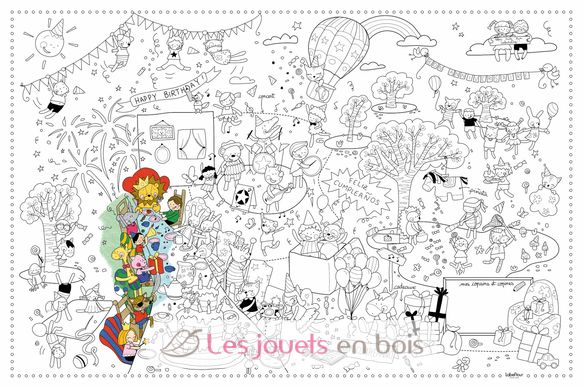 Giant poster to colour in Birthday LTPOS-G01 Label'Tour Créations 1