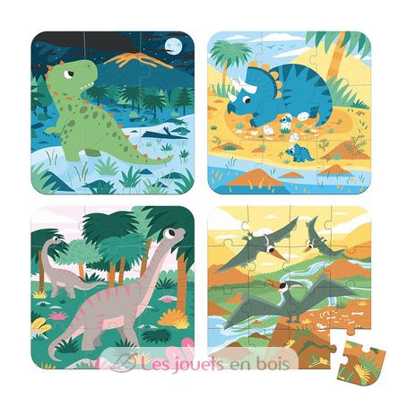 4 progressive puzzles Dinosaurs J02541 Janod 3